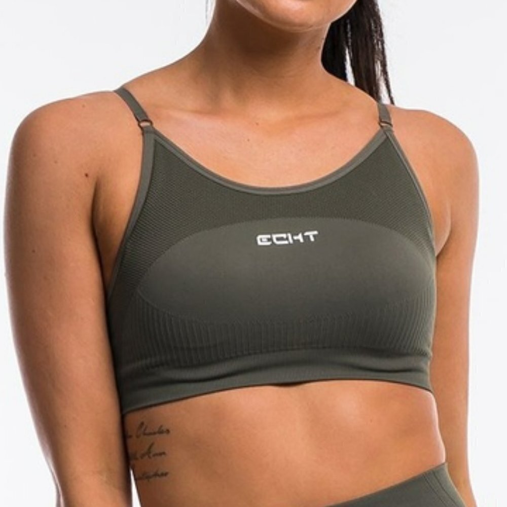 Echt Arise Prime Sports Bra High Neck Padded Olive Green XSmall